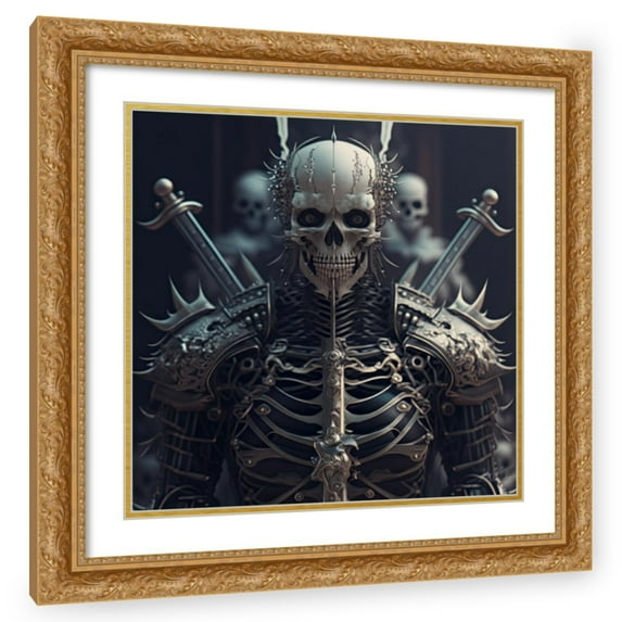 Maki 20x20 Gold Ornate Wood Framed With Double Matting Wall Art Titled - The Death Stare