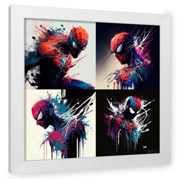 Maki 20x20 White Modern Wood Framed Wall Art Titled - Spider-Man I-Iv