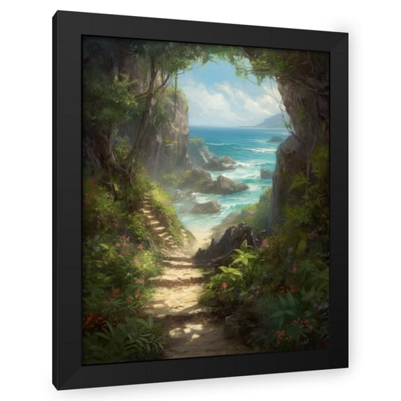 Maki 20x24 Black Modern Wood Framed Wall Art Titled - Open The Cove I