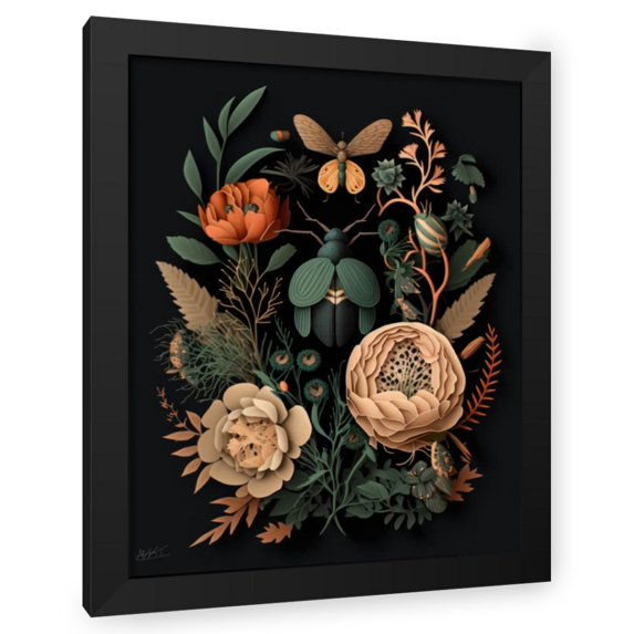 Maki 20x24 Black Modern Wood Framed Wall Art Titled - Pollination Ii