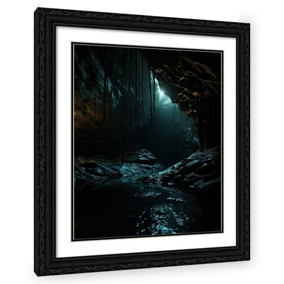 Maki 20x24 Black Ornate Wood Framed With Double Matting Wall Art Titled - The Peering Light Iii