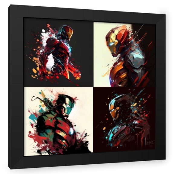 Maki 26x26 Black Modern Wood Framed Wall Art Titled - Iron Man I-Iv
