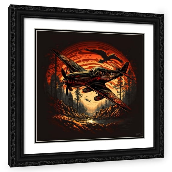 Maki 26x26 Black Ornate Wood Framed With Double Matting Wall Art Titled - Classic Airborne I