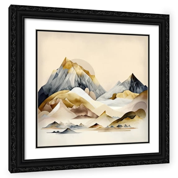 Maki 26x26 Black Ornate Wood Framed With Double Matting Wall Art Titled - Gold Country I