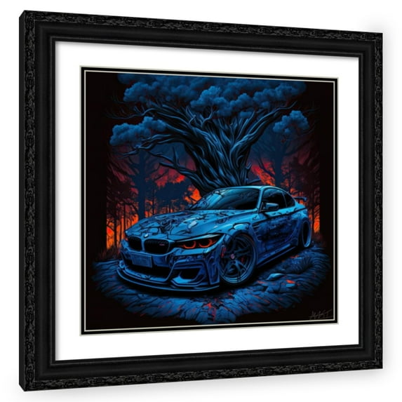 Maki 26x26 Black Ornate Wood Framed With Double Matting Wall Art Titled - Surreal Bmw 3 Series Amg Ii