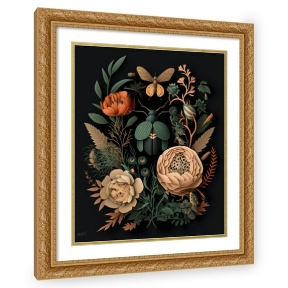 Maki 26x31 Gold Ornate Wood Framed With Double Matting Wall Art Titled - Pollination Ii