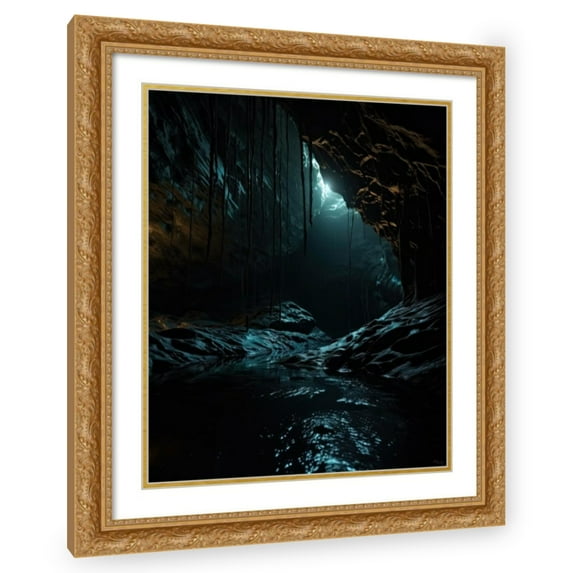 Maki 26x31 Gold Ornate Wood Framed With Double Matting Wall Art Titled - The Peering Light Iii