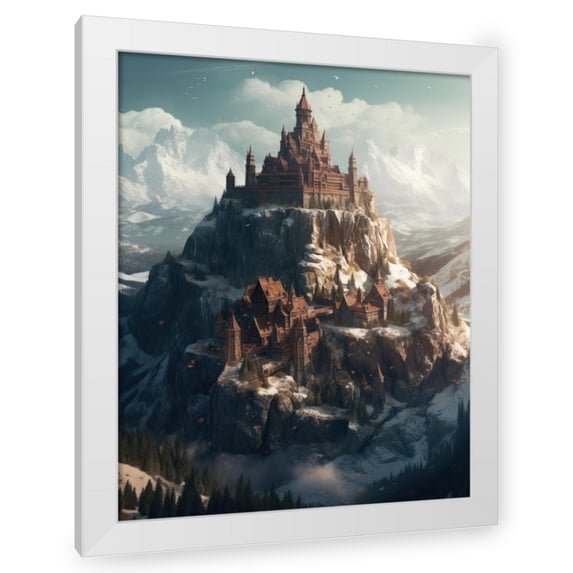 Maki 26x31 White Modern Wood Framed Wall Art Titled - The Castle Atop Ii