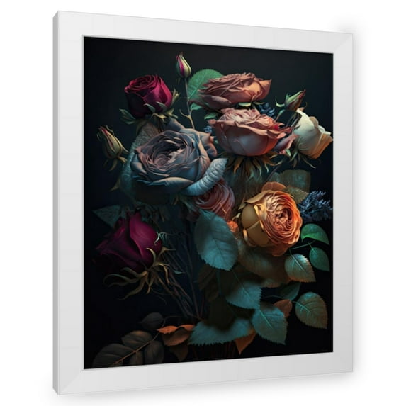 Maki 26x31 White Modern Wood Framed Wall Art Titled - The Flashy Bouquet Ii