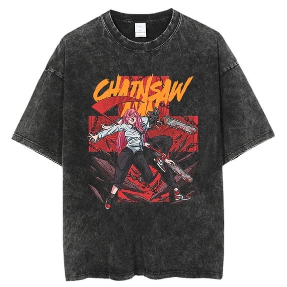 Makima Short Sleeve Anime T-Shirt Demon Domination Harajuku Shirt Men's and Women's Summer Breathable Loose Black XS-3XL