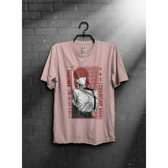 Makima T-shirt, Chainsaw Man Manga Anime Shirt,Light Pink color,size M