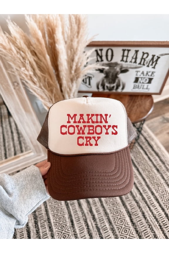 Designs Makin' Cowboys Cry Brown & Tan Unisex Foam Trucker Hat