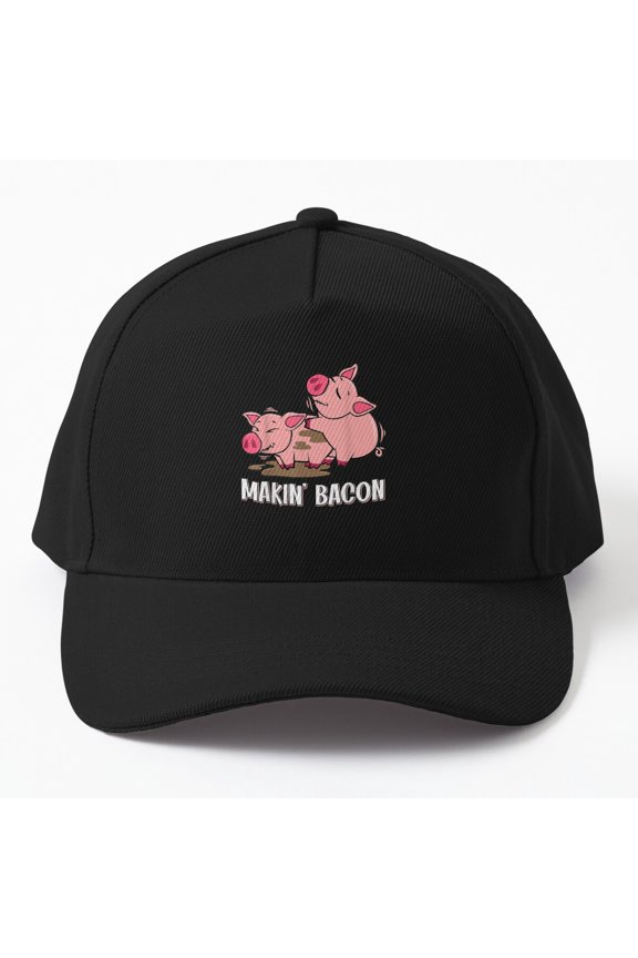 Making Bacon Baseball Hat, Pig Farmer Food Wordplay Graphic Design, Classic Cap
