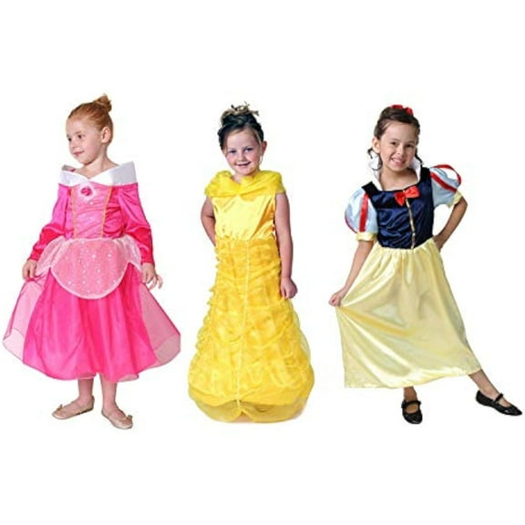 Making Believe Classic Storybook Princess Dress 3 Pack Set - Hot Pink/Yellow/Yellow & Red - Size 6-8
