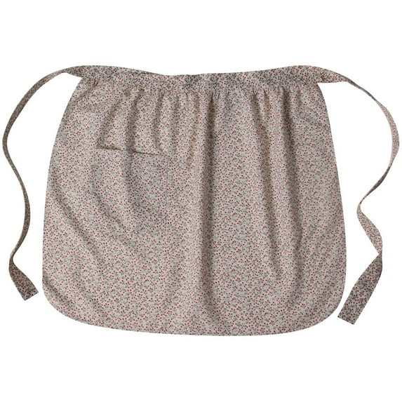 Making Believe Cream Calico Waist Half Apron with Pocket for Girls and Teens for Pioneer Peasant Costume