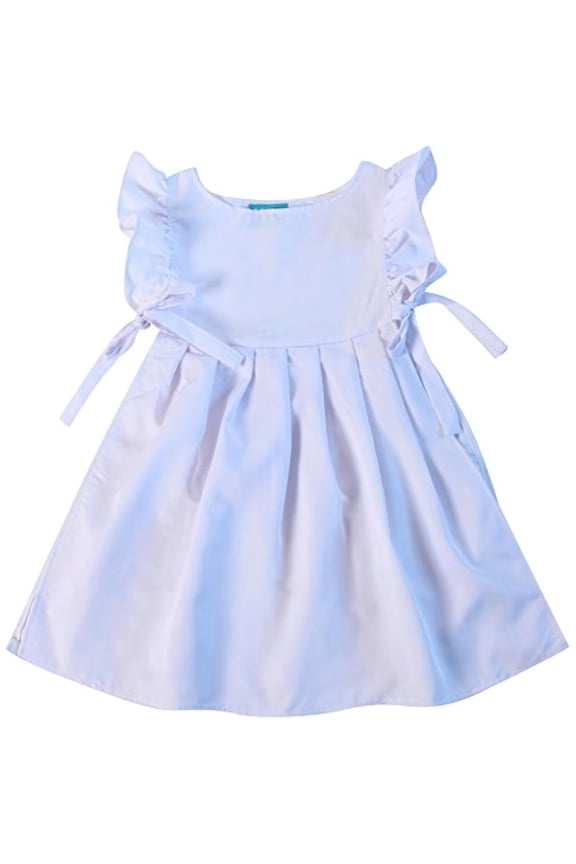 Girls Pinafore Smock, White, Girls Medium 6-8