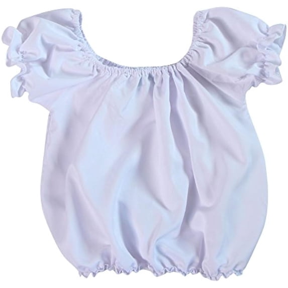 Making Believe Girls Short Sleeve Peasant Blouse, White, Small 6-7