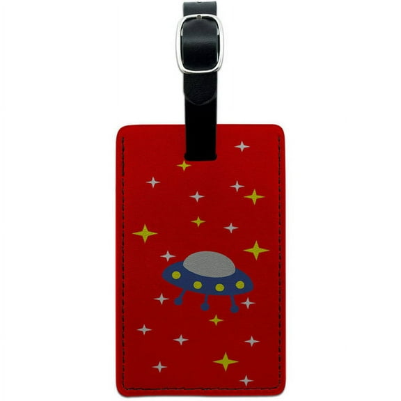 Making Contact UFO Alien Spaceship Leather Luggage ID Tag Suitcase Carry-On