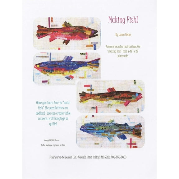 Making Fish Fused Fabric Collage Quilt Pattern by Laura Heine of Fiberworks