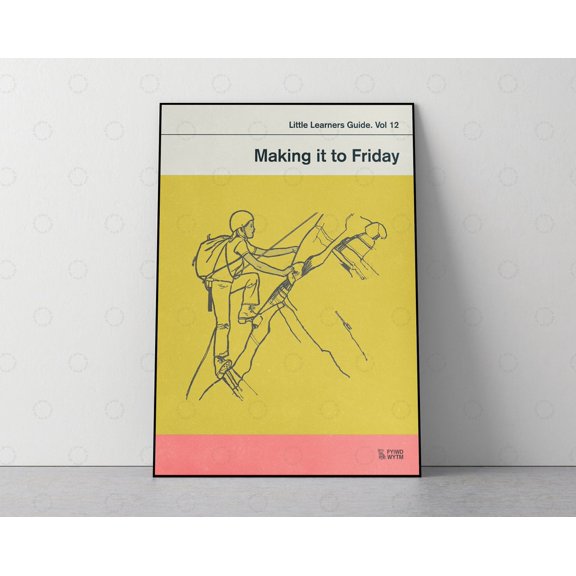 Making It To Friday Retro Book Cover Mid Century Modern Wall Art, Unframed Canvas 24x36in
