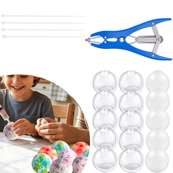 Making Kit Stress Balls, DIY Stress Ball Making Kit,15 Packs Transparent Empty Soft Balls and Tools, for Making Pressure Balls, Make Your Own Fidget Pressure Balls for Adults