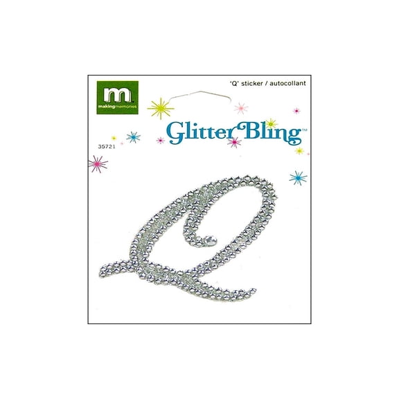 Making Mem Sticker Glitter Bling Monogram Script Q