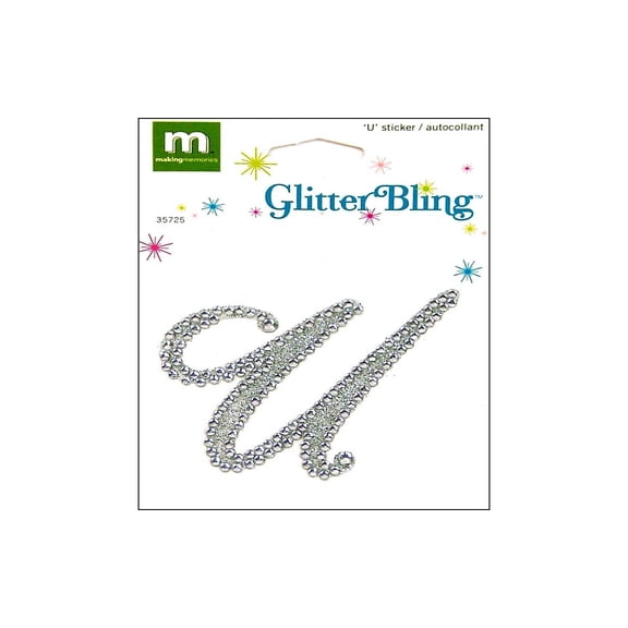 Making Mem Sticker Glitter Bling Monogram Script U