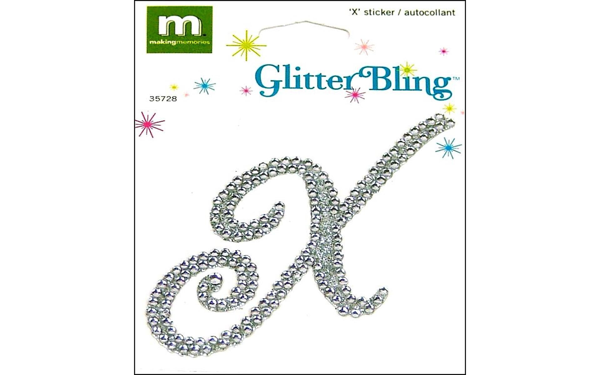 Glitter Cursive Alphabet Letter Stickers, 1-Inch, 50-Count Aqua