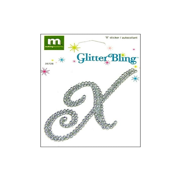 Making Mem Sticker Glitter Bling Monogram Script X