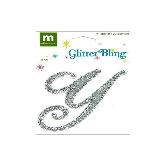 Making Mem Sticker Glitter Bling Monogram Script Y