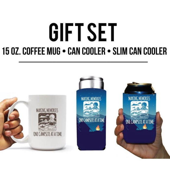 Making Memories Camping Themed Coffee Mug & Can Cooler Gift Pack (13696)