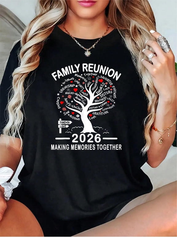 Making Memories Family Matching Group Family Reunion 2026 T-Shirt - 100% Cotton T Shirts for Women, Summer Tops Clothes,Suitable For All Seasons