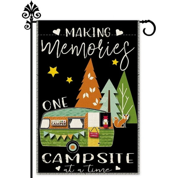 Making Memories Garden Flag, Double Sided Holiday Yard Outdoor Farmhouse Lawn Decoration Flag, RV Forest Campground Bonfire Camper Camping Party Decor, Camper Flags for Campsite