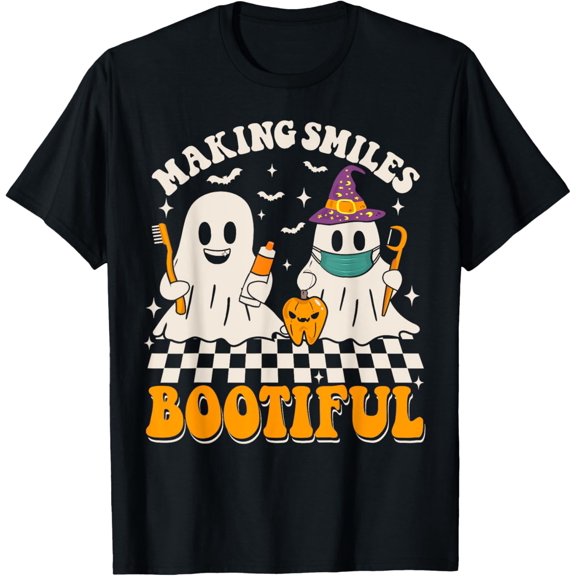 Making Smiles Bootiful Funny Halloween Dental Ghost Dentist T-Shirt