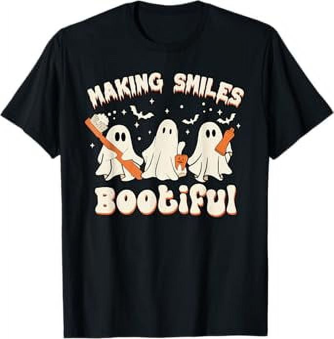 Making Smiles Bootiful Halloween Funny Ghost Dentist Dental T-Shirt ...