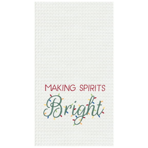 Making Spirits Bright Waffle Weave Kitchen Towel