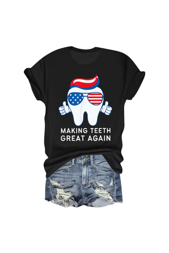 Making Teeth Great Again T-Shirt – Patriotic Tooth Design – Fun and Quirky Style – Perfect for Dental Enthusiasts