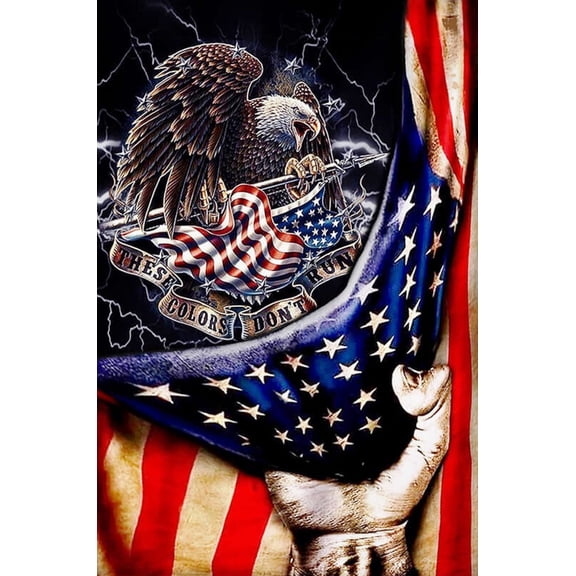 Makinit Gifts These Colors Don't Run Patriotic Sublimated Double Sided Deluxe Garden Flag 12" x 18" 3 ply Lined 600 Denier 110 Knitted Polyester SGF002