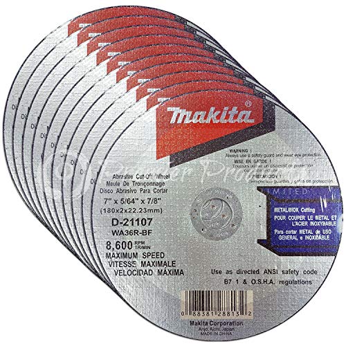 Makita 10 Pack 7 Inch Cut Off Wheel For 7? Grinders Aggressive Grinding For Metal