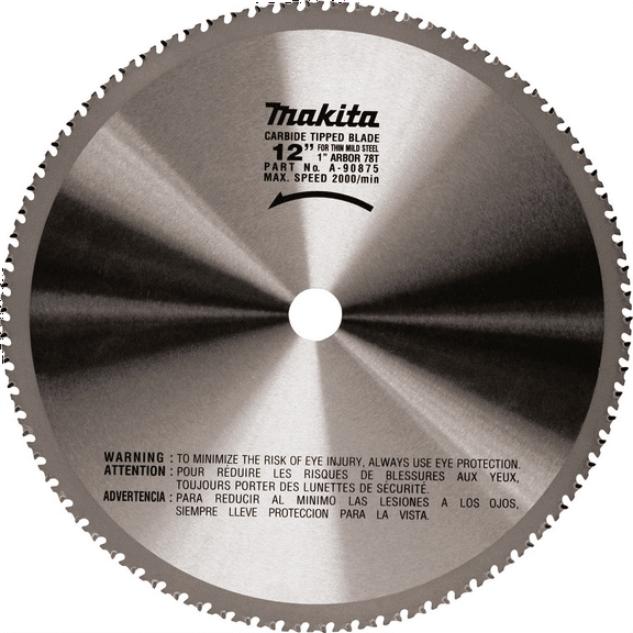 Makita 12" 78T Carbide Tipped Saw Blade, Ferrous Metal, Thin Gauge