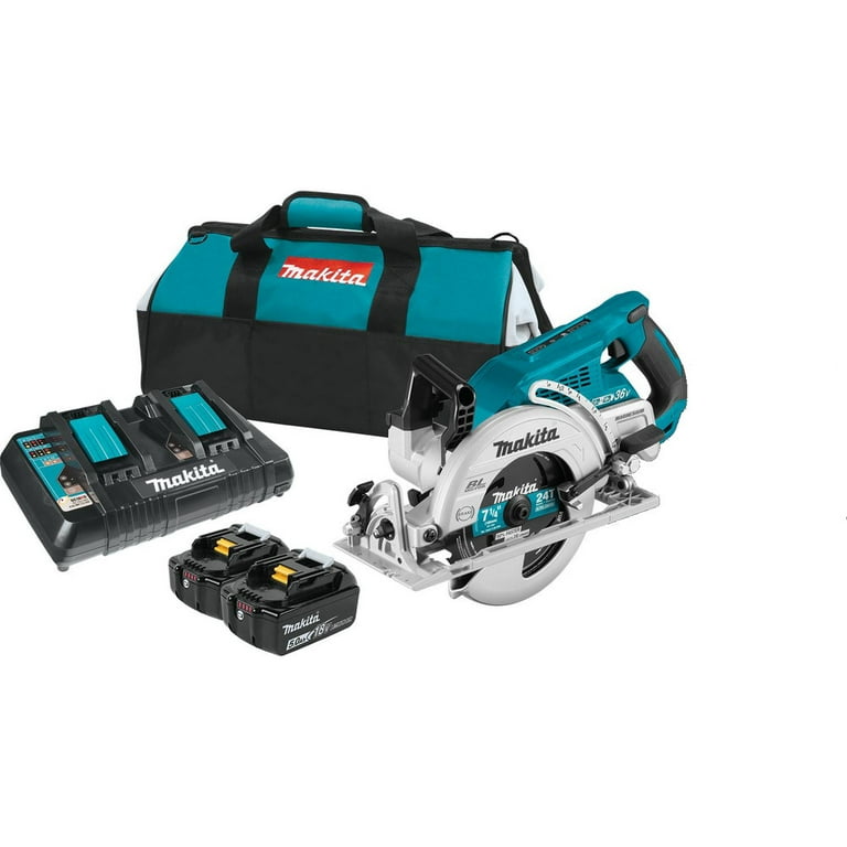 Makita 36V 7 1 4 in. Cordless Brushless Rear Handle Circular Saw Kit Battery Charger