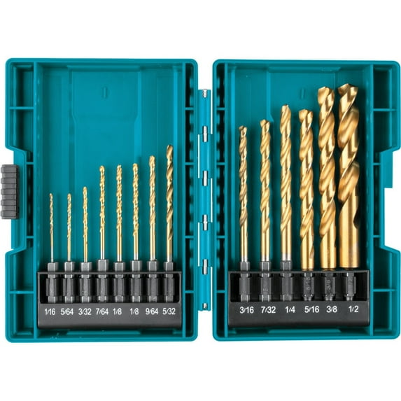 Makita B-65399 14-Piece 1/4-Inch Hex Shank Titanium Impact GOLD Drill Bit Set