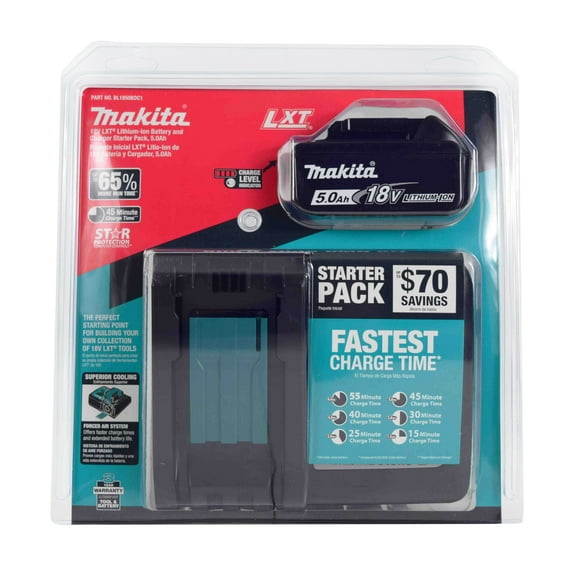 Makita BL1850BDC1 18V LXT Li-Ion 5.0Ah Compact Battery w/ Charger Starter Kit
