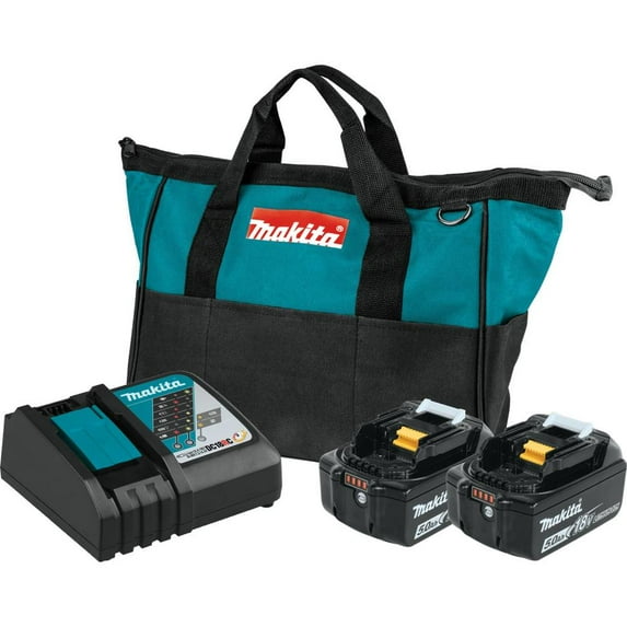 Makita-BL1850BDC2 18V LXT Lithium-Ion Battery and Rapid Optimum Charger Starter Pack (5.0Ah)