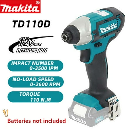 Makita Brushless Lithium Battery 12V Rechargeable Impact Screwdriver Impact Drill LED Multi-Function TD110D Electric Screwdriver