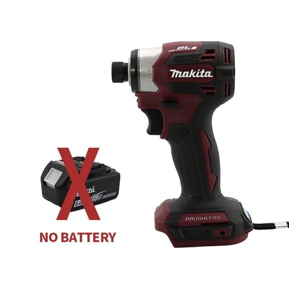 Makita DTD173 18V Cordless Impact Driver, Brushless Motor, LXT BL Electric Drill, Wood, 2.2, T Mode, 180 N M, Rechargeable Power Tools, Bare Tool - Claret