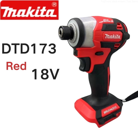 Makita DTD173 18V MAX Cordless Impact Driver Screwdriver Torque Wrench 180N Brushless Motor Electric Drill herramienta multifuncin (Tool Only)-Red
