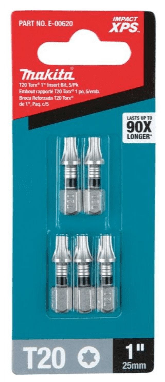 Makita E-00620 Impact XPS T20 Torx 1-inch Insert Bits 5-Pack