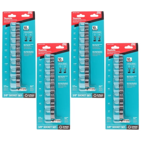 Makita E-01672 10pc. 3/8-inch Impact XPS Drive Socket Set with Standard Socket Adapter (4-Pack)
