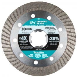 Makita X-LOCK 4-1/2 In. Turbo Rim Dry/Wet Cut Diamond Blade E-07216 Residential Use, Standard Application